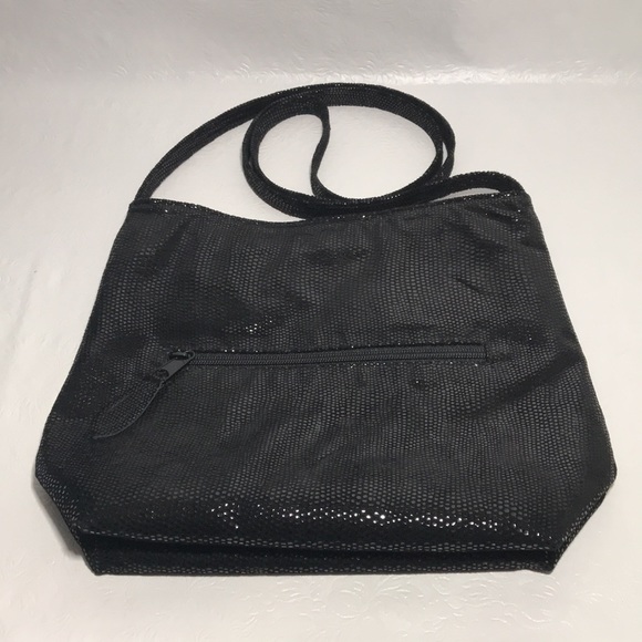 Kelli Diane Designs Black Metallic Suede Leather Crossbody Purse Bag - Picture 4 of 11